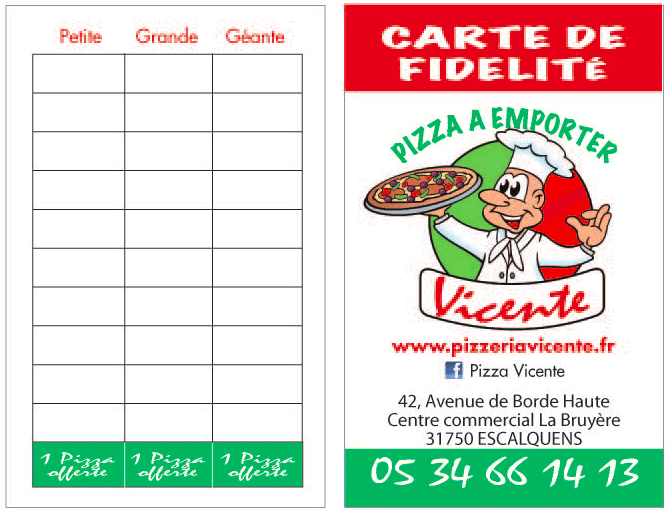 Carte de fidélité Pizzeria Vicente à Escalquens